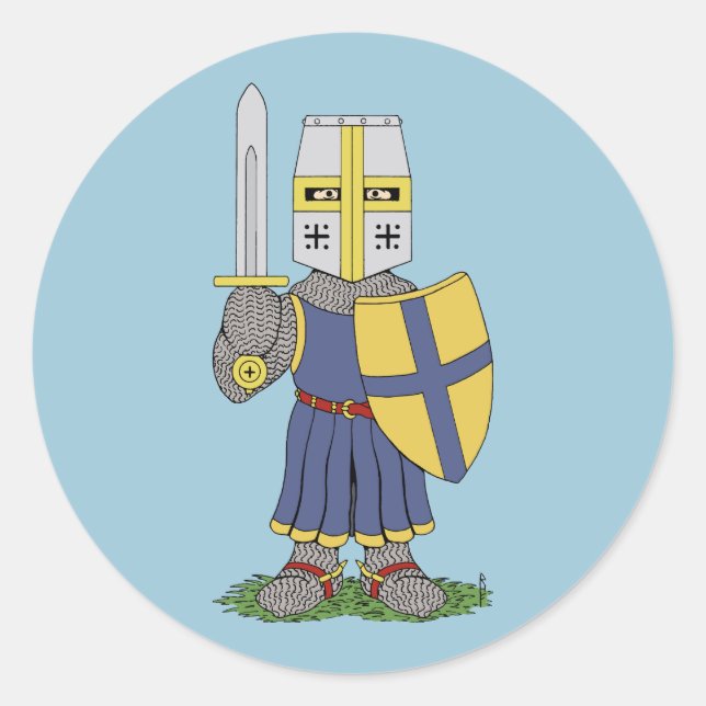 Cute Mediaeval Knight Classic Round Sticker (Front)