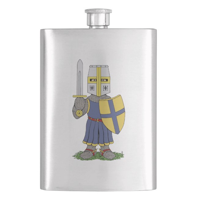 Cute Mediaeval Knight Hip Flask (Front)