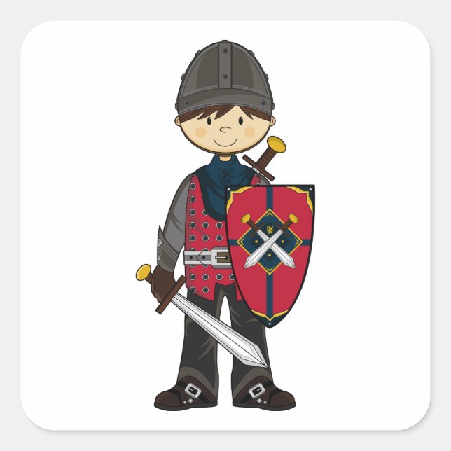 Cute Mediaeval Knight Sticker (Front)