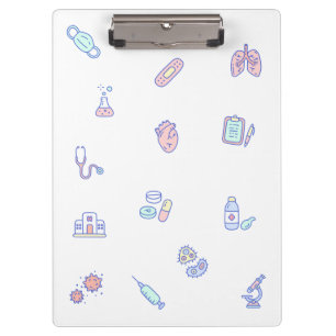 Cute medical cartoon doctor nursing doodles clipboard