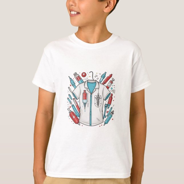 Cute Medical Hero Kids' T-Shirt – Wings & Syringe  (Front)