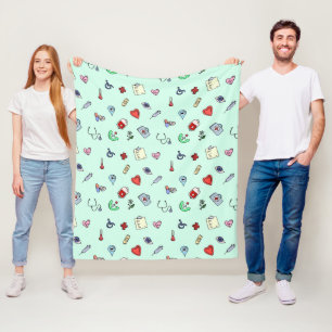 Cute Medical Icon Pattern Fleece Blanket