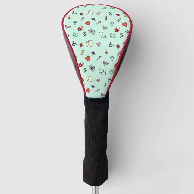 Cute Medical Icon Pattern Golf Head Cover (Front)