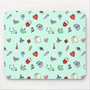 Cute Medical Icon Pattern Mouse Mat