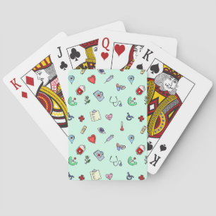 Cute Medical Icon Pattern Playing Cards