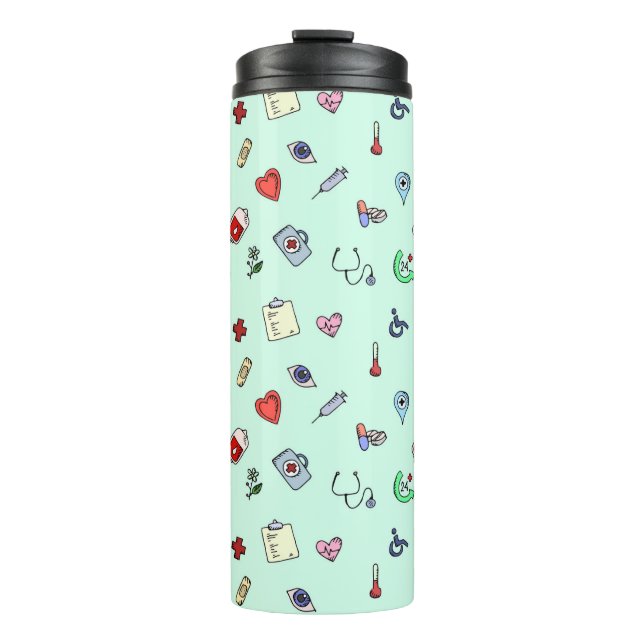 Cute Medical Icon Pattern Thermal Tumbler (Front)