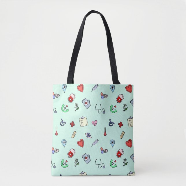 Cute Medical Icon Pattern Tote Bag (Front)