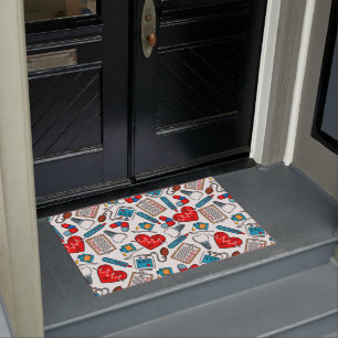 Cute Medical Nurse Doctor Theme Mixed Pattern Doormat
