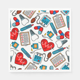 Cute Medical Nurse Doctor Theme Mixed Pattern  Napkin