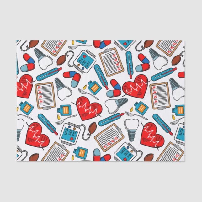 Cute Medical Nurse Doctor Theme Mixed Pattern  Tissue Paper (Front)
