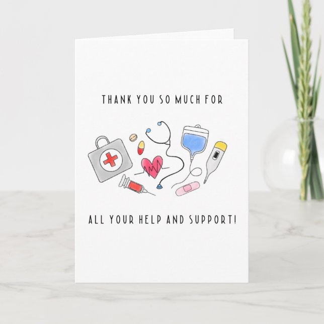 Cute Medical Thank You Card For Nurses Doctors NHS (Front)