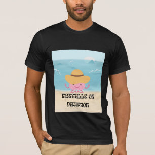 Cute Meditating Brain Beach Illustration T-Shirt