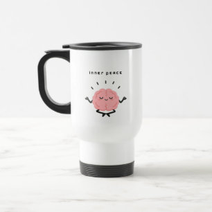 Cute Meditating Brain & Minimalist Inner Peace Travel Mug