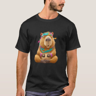 Cute Meditating Capybara Yoga Mindfulness Zen Vibe T-Shirt