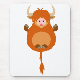 Cute Meditating Cartoon Highland Cow Mousepad