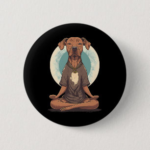 Cute Meditating Dog Zen Yoga Spiritual Meditation 6 Cm Round Badge