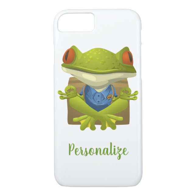 Cute Meditating Illustrated Green  Frog Case-Mate iPhone Case (Back)