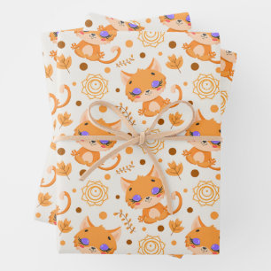 Cute Meditating Orange Cat  Wrapping Paper Sheet