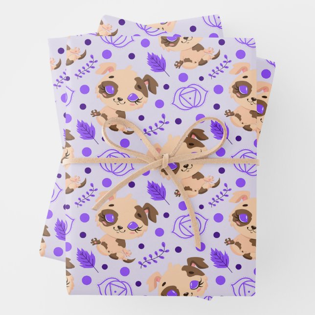 Cute Meditating Puppy Wrapping Paper Sheet (In situ)