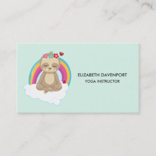 Cute Meditating Sloth in Lotus Position Yoga Business Card