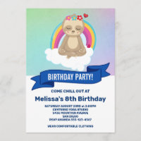 Cute Meditating Sloth Yoga Birthday Party