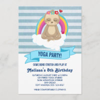 Cute Meditating Sloth Yoga Birthday Party