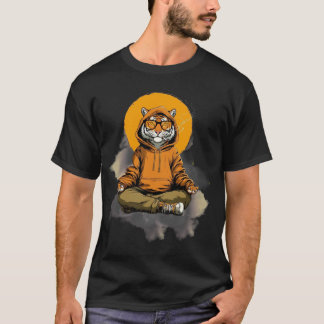 Cute Meditating Tiger – Zen Animal Cartoon Design T-Shirt