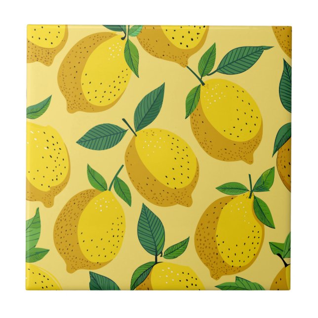 Cute Mediterranean lemons yellow tile (Front)