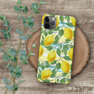 Cute Mediterranean Summer Lemon Fruit Art Pattern Case-Mate iPhone Case