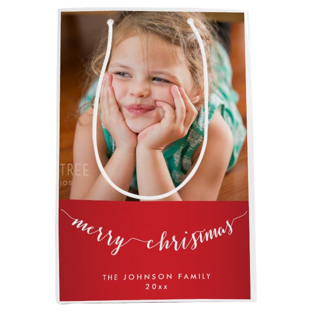 Cute Medium Personalised Merry Christmas Gift Bags (Front)