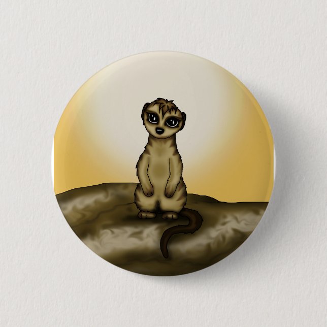 cute Meerkat 6 Cm Round Badge (Front)