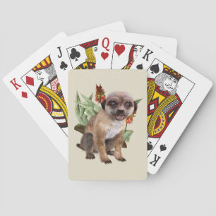 Cute Meerkat Blooming Aloe Wildlife Art Playing Cards
