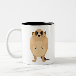 Cute meerkat cartoon Two-Tone coffee mug