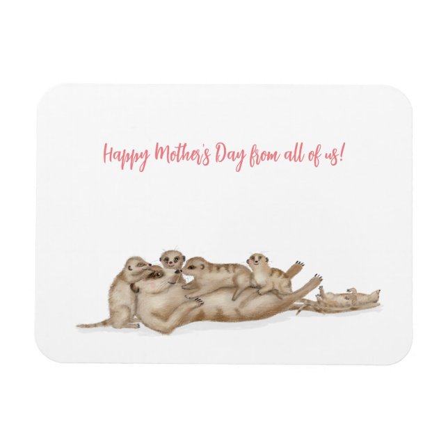 Cute meerkat family Mother's Day magnet (Horizontal)