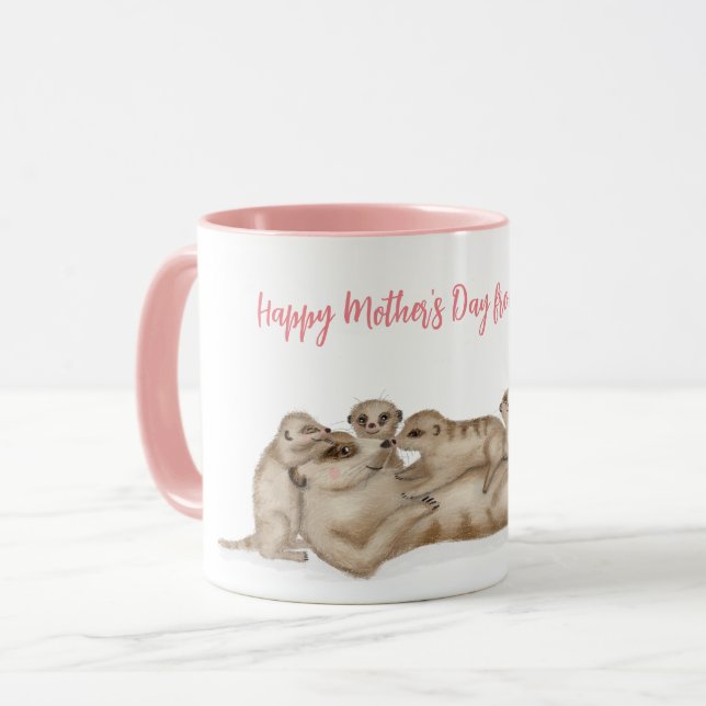 Cute meerkat family Mother's Day mug (Front Left)