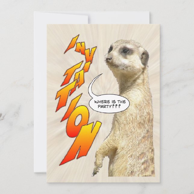 Cute Meerkat Furry Party Invitation Card (Front)
