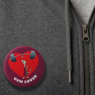 Cute Meerkat Gym Lover Funny Weightlifting Cartoon 6 Cm Round Badge