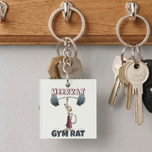 Cute Meerkat Gym Rat Funny Weightlifter Cartoon Key Ring