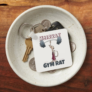 Cute Meerkat Gym Rat Funny Weightlifter Cartoon Key Ring