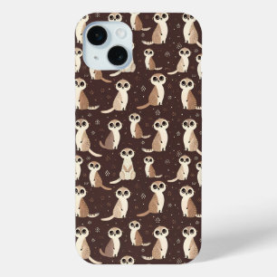Cute Meerkat Pattern iPhone 15 Mini Case