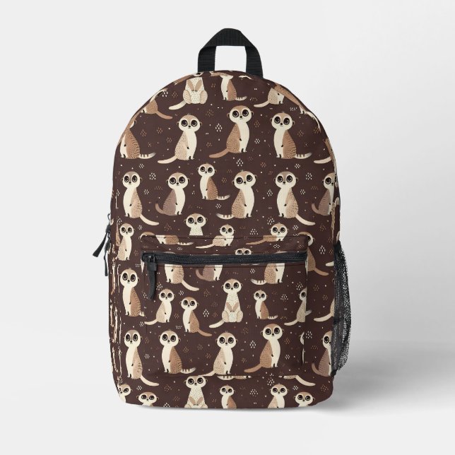 Cute Meerkat Pattern Printed Backpack (Front)