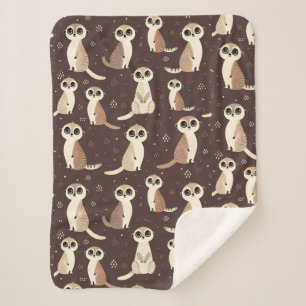 Cute Meerkat Pattern Sherpa Blanket