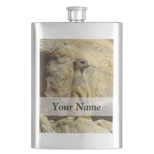 Cute meerkat photograph hip flask