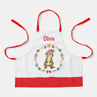 Cute Meerkat Santa hat Christmas kids Apron