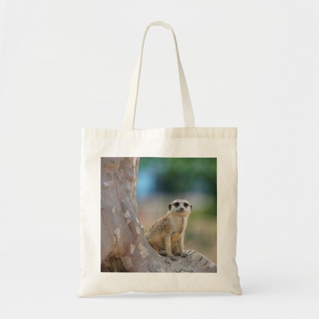 Cute Meerkat Sat on Tree Tote Bag (Front)