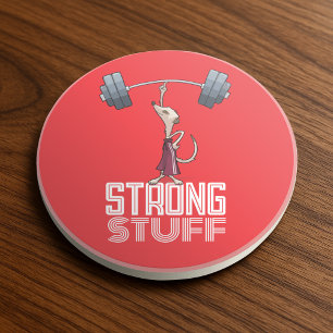 Cute Meerkat Strong Stuff Weightlifting Cartoon Coaster