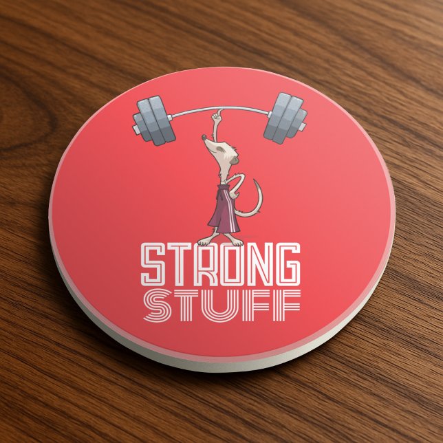 Cute Meerkat Strong Stuff Weightlifting Cartoon Coaster (Creator Uploaded)