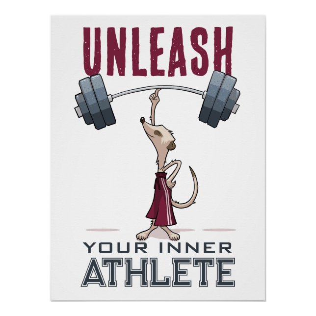 Cute Meerkat Unleash Your Inner Athlete Cartoon Poster (Front)