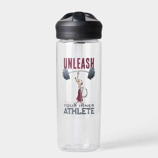 Cute Meerkat Unleash Your Inner Athlete Cartoon Water Bottle (Front)