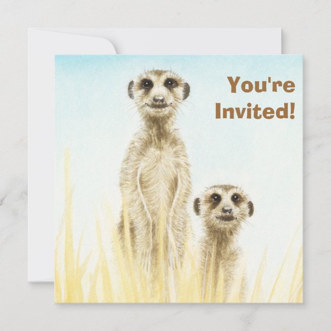 Cute Meerkats Birthday Party Invitation (Front)